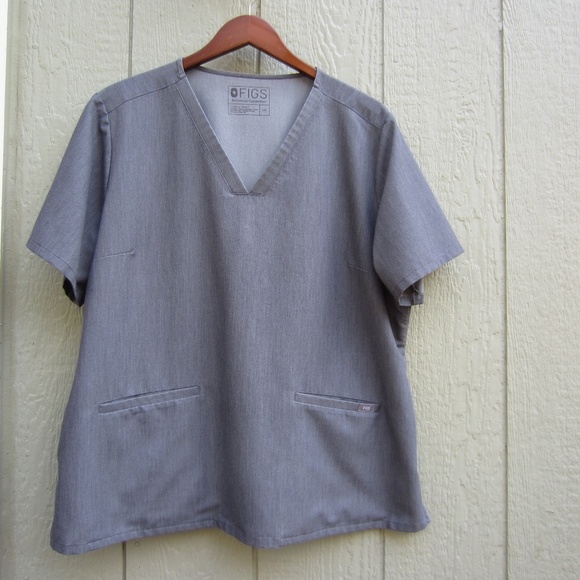 Figs Women's Casma Pockets Scrub Top XXL Gray Healthcare Uniform Work Comfort - Picture 1 of 11